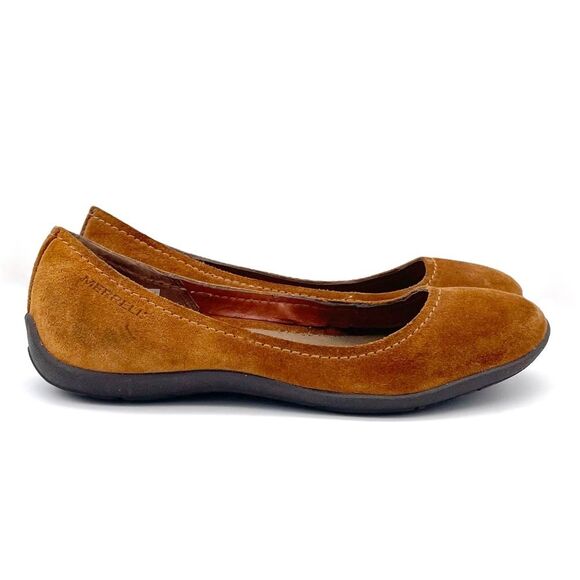 Merrell Avesso Suede Slip On Shoes Ballet Flats in Oak Cognac Women’s Size 7.5 - Picture 7 of 16